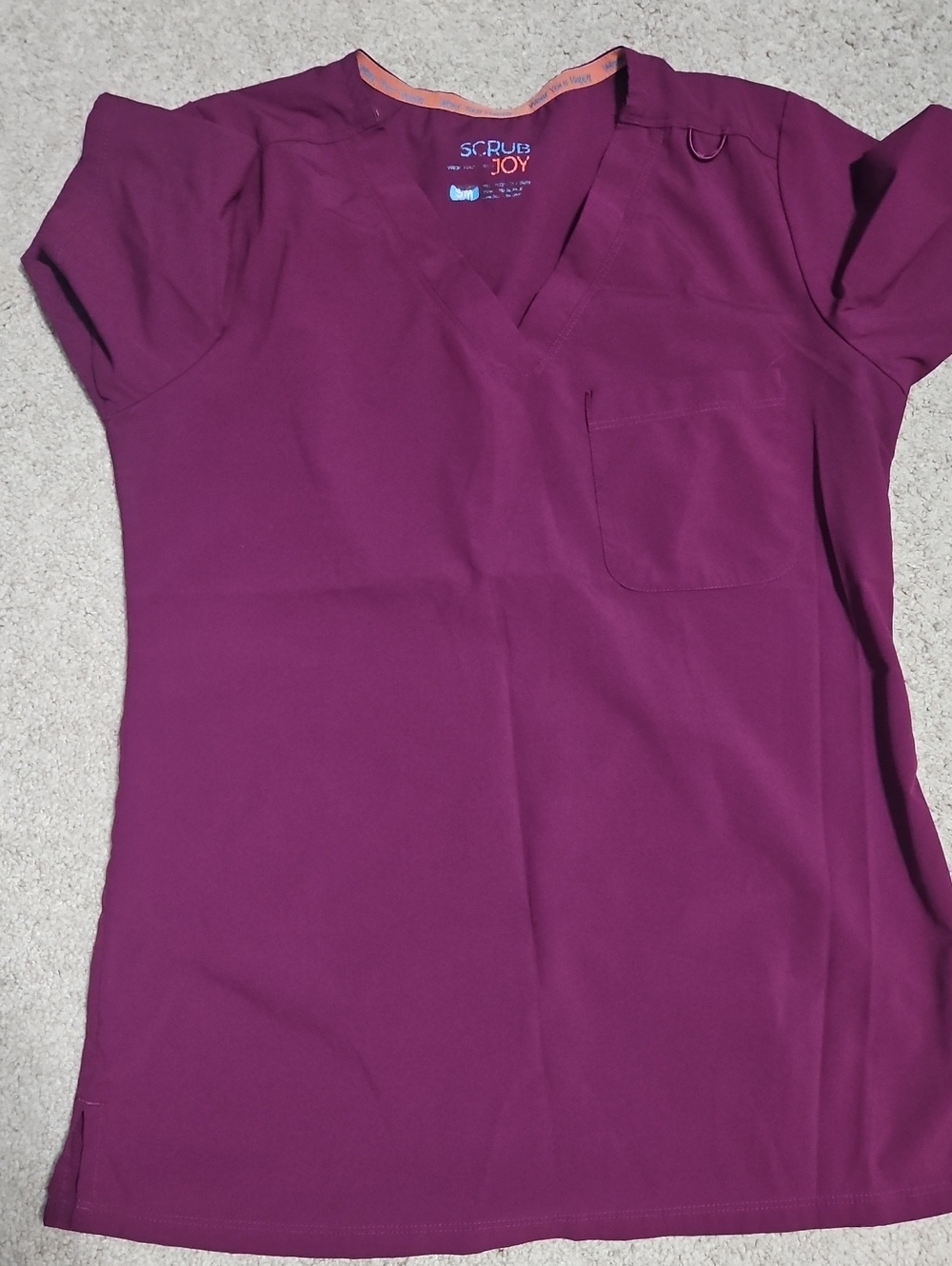 Scrub Joy Women's V-Neck Tunic in Plum